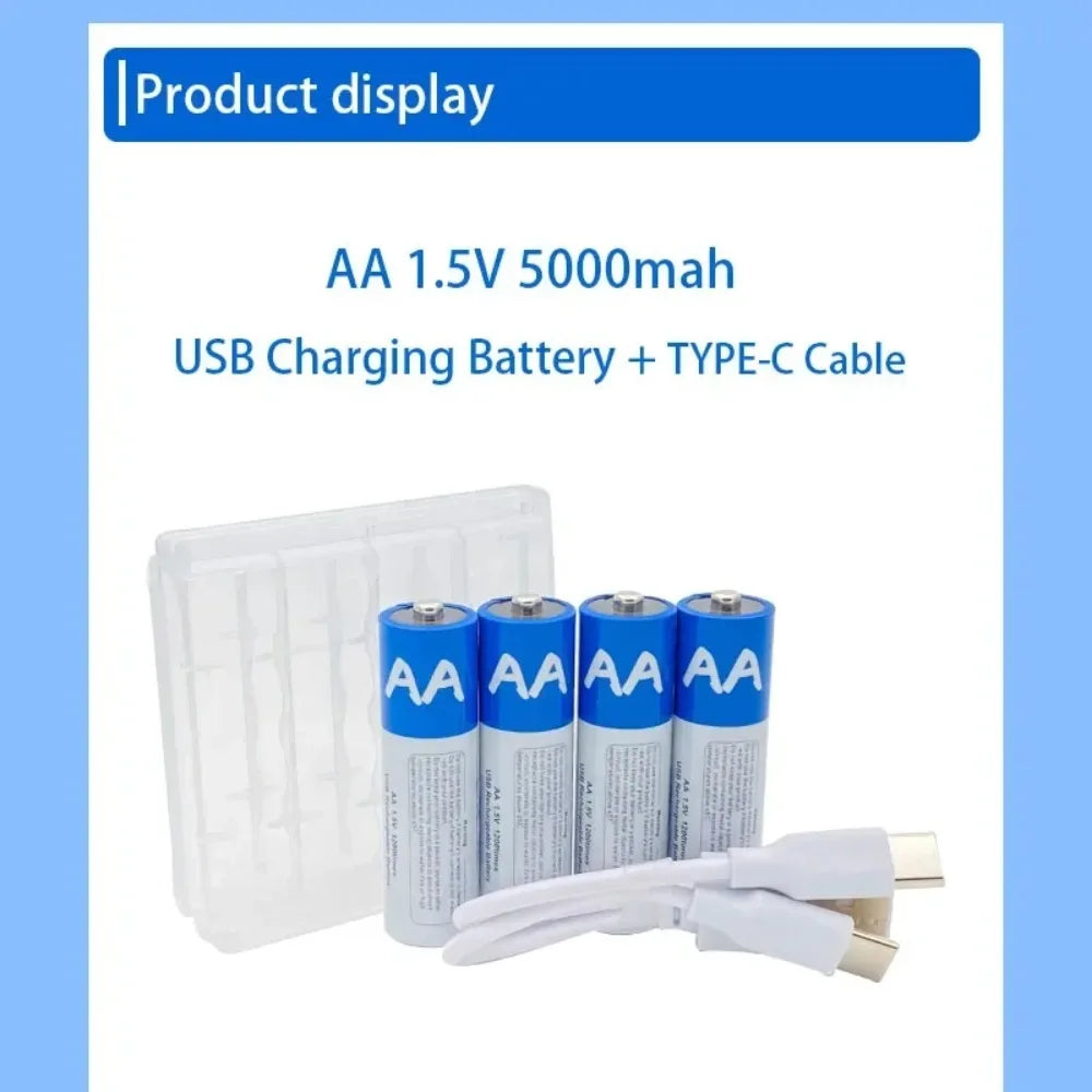 Rechargeable AAA Li-ion Batteries (4-Pack) Ultra-Long Battery Life, Ideal for Rechargeable Devices Includes Charging Cable Oasis Select