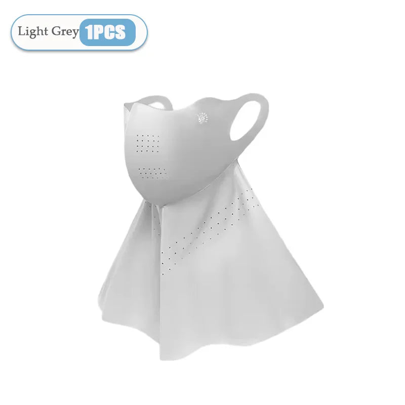 1-10PCS Women‘s Summer Outdoor Sun Face Mask Neck Cover Cooling Breathable UV Protection for Hiking Cycling Ideal Gift Oasis Select Light Grey-1PC