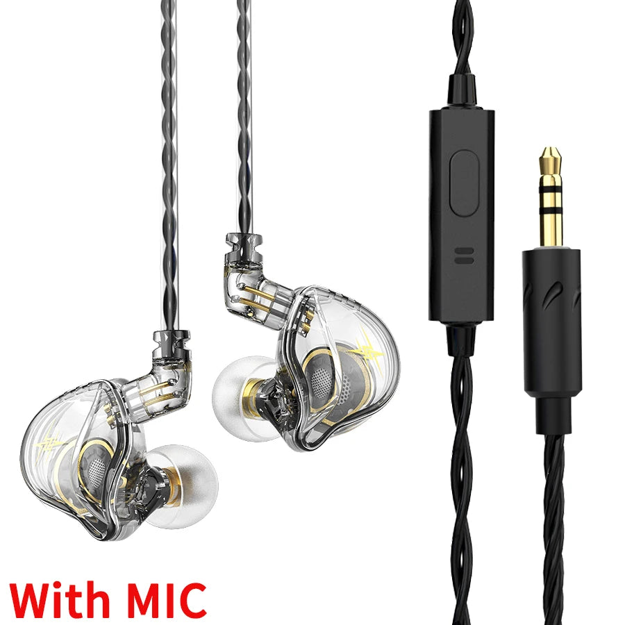 QKZ ZXT In Ear Wired Earphones Dynamic DJ Monitor IEM Earbuds HIFI Music Sport Headphone Noise Cancelling Bass Headset With Mic Oasis Select White With MIC