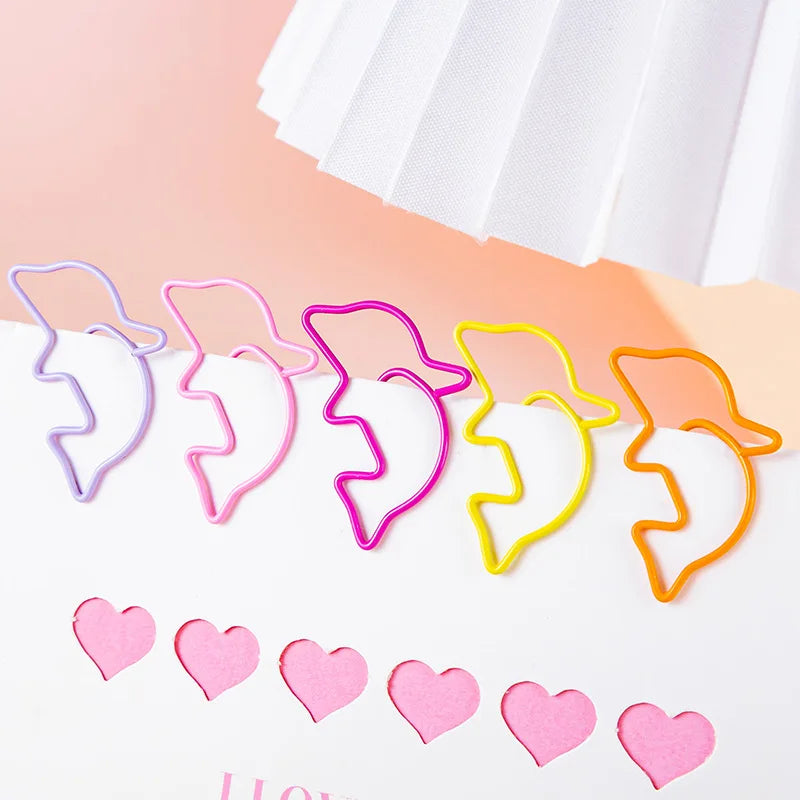 30pcs Colorful Dolphin Bookmark Paper Clips Cute Animal School Office Supply Metal Gift Stationery Decorative Photo Lovely Oasis Select