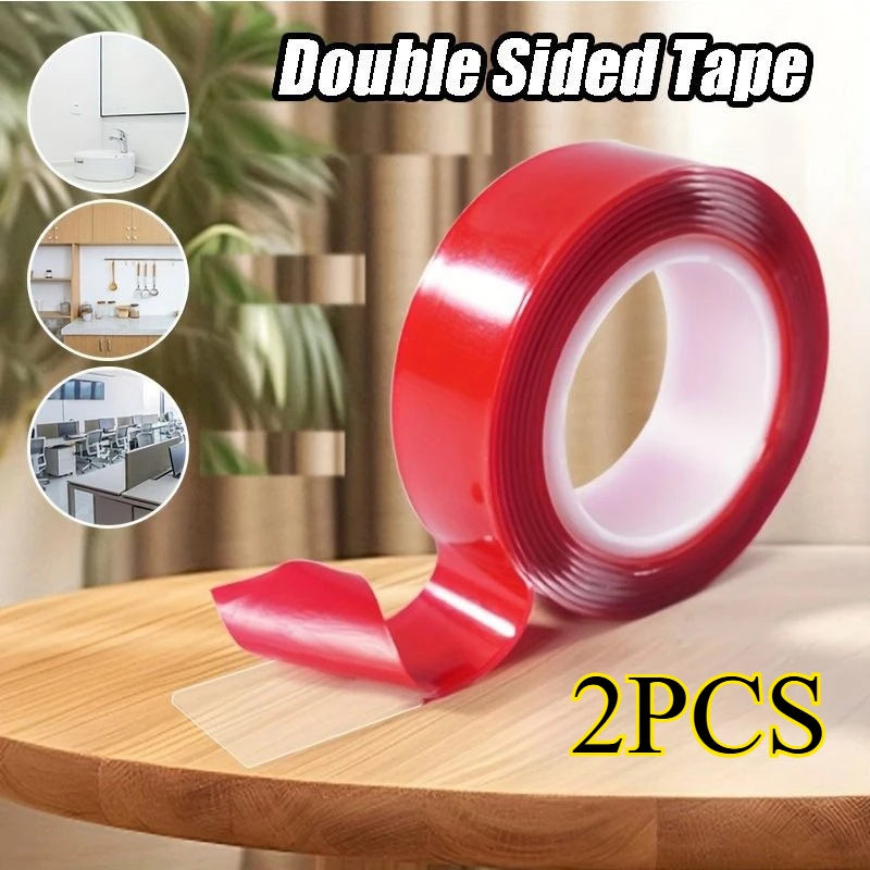 1/2p Ultra Thin Transparent Red Film Double Sided Tape With HighTemperature Resistance No Marks Waterproof Adhesion Strong Adhes Oasis Select