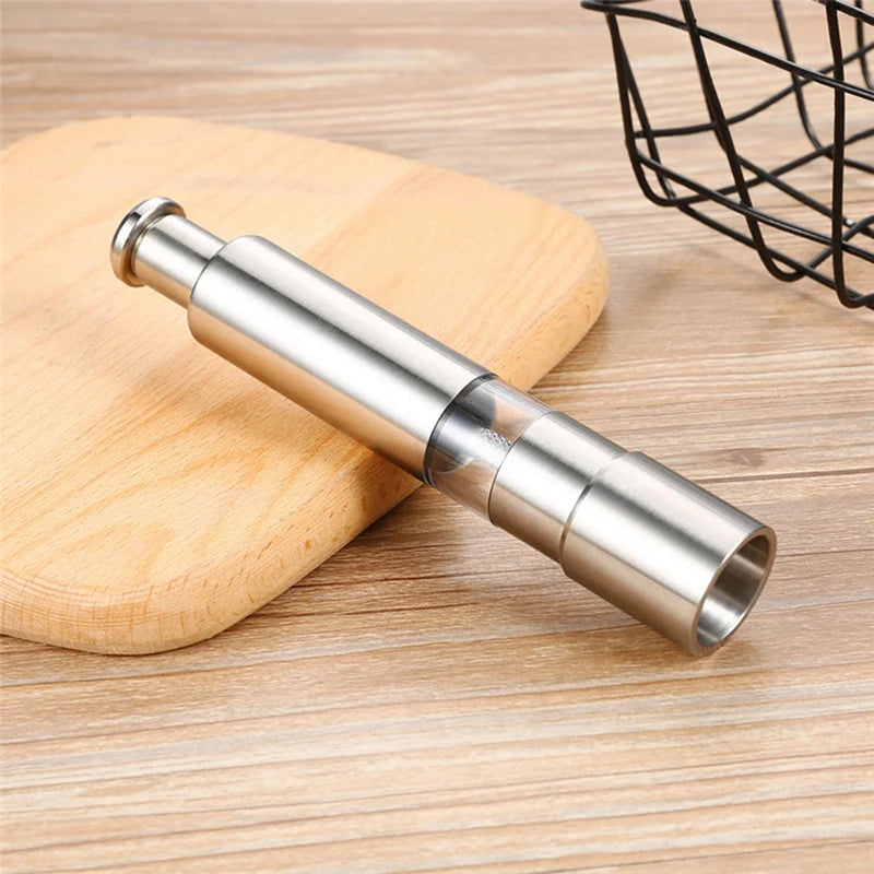 LIKE WISH Manual Salt And Pepper Grinder Set Thumb Push Pepper Mill Stainless Steel Spice Sauce Grinders With Metal Holder Oasis Select