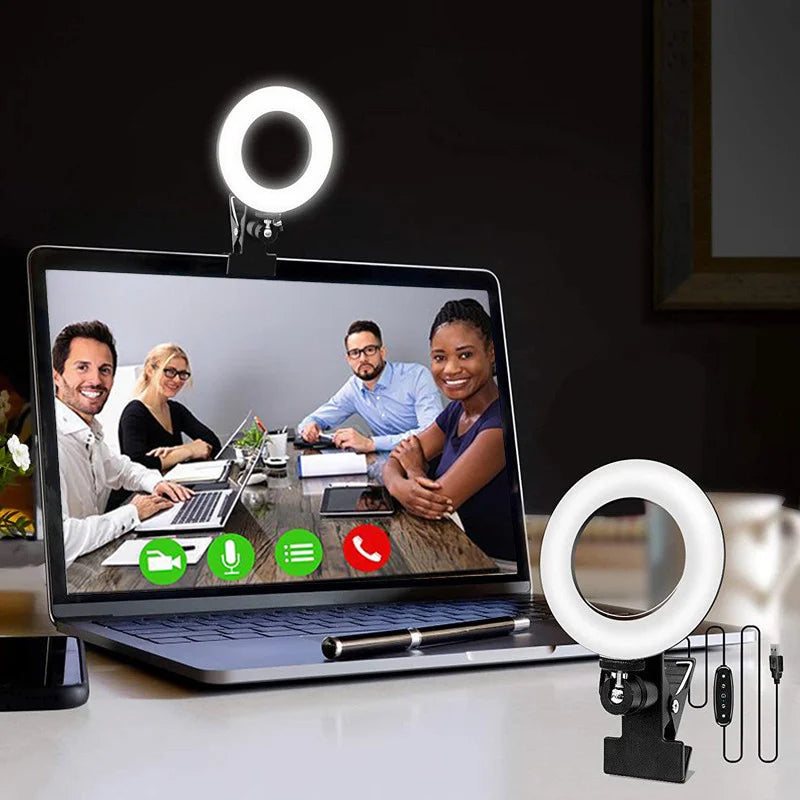 4-Inch Clip-On LED Ring Light | 5 Color Temps for Video & Makeup