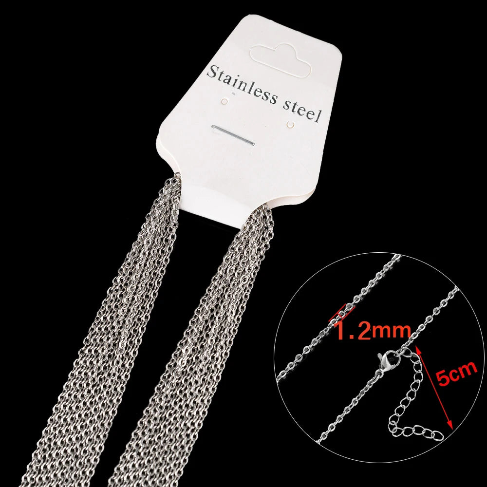 10pcs 45+5cm Gold Stainless Steel Link Cable Chain Necklace with Lobster Clasps for Men & Women Fashion Jewelry Gifts Making Oasis Select Steel 1.2mm