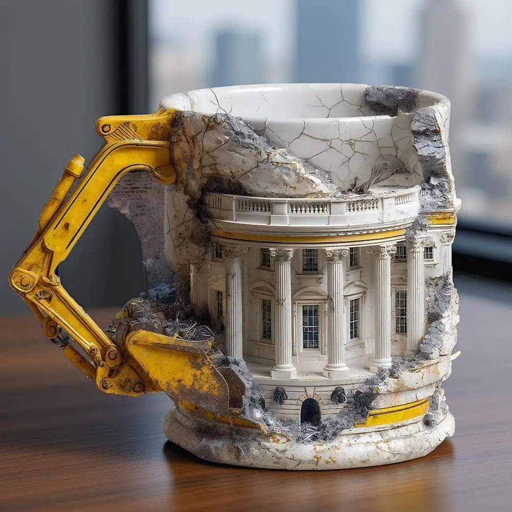 Someone Lied Demolition Mug with Handle 3D Building Print Excavator Shaped Ceramic Coffee Mug Funny Tea Mugs Milk Cup Oasis Select