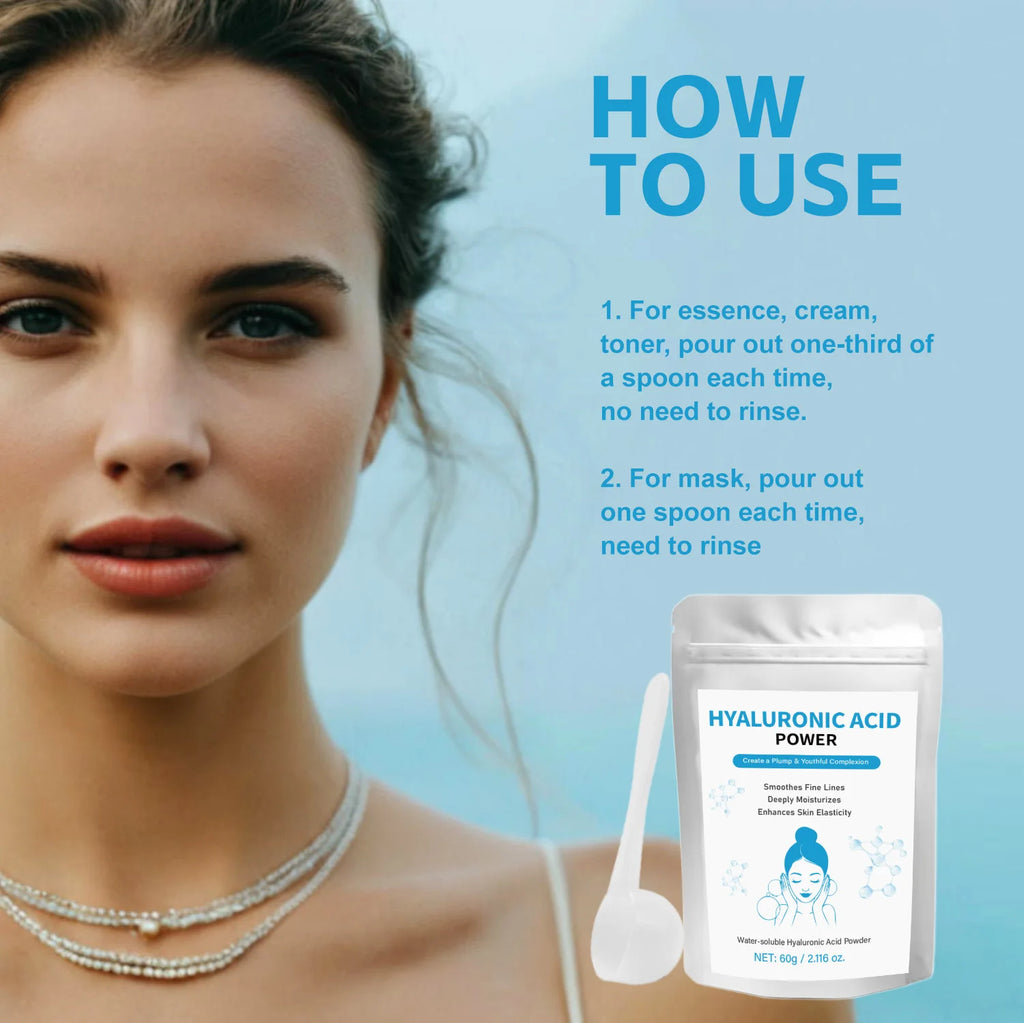 60g Hyaluronic Acid Powder + Spoon | DIY Hydrating Serum DIY Serum Powder Oasis Select