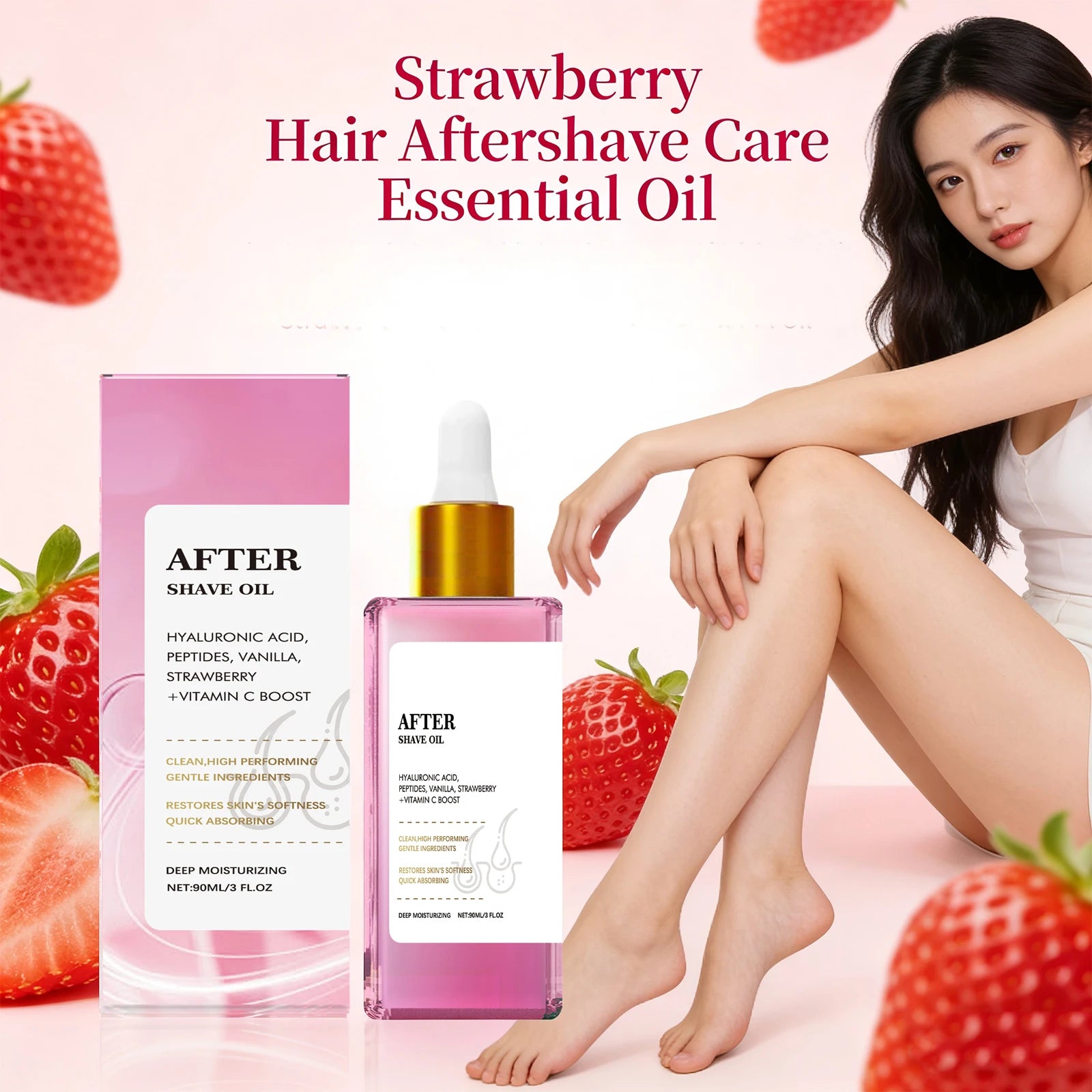 Strawberry Soft Serve After Shave Oil for Smooth Skin Deeply Hydrating Nourishing Reduce Redness Non-irritating After Shave Care Oasis Select