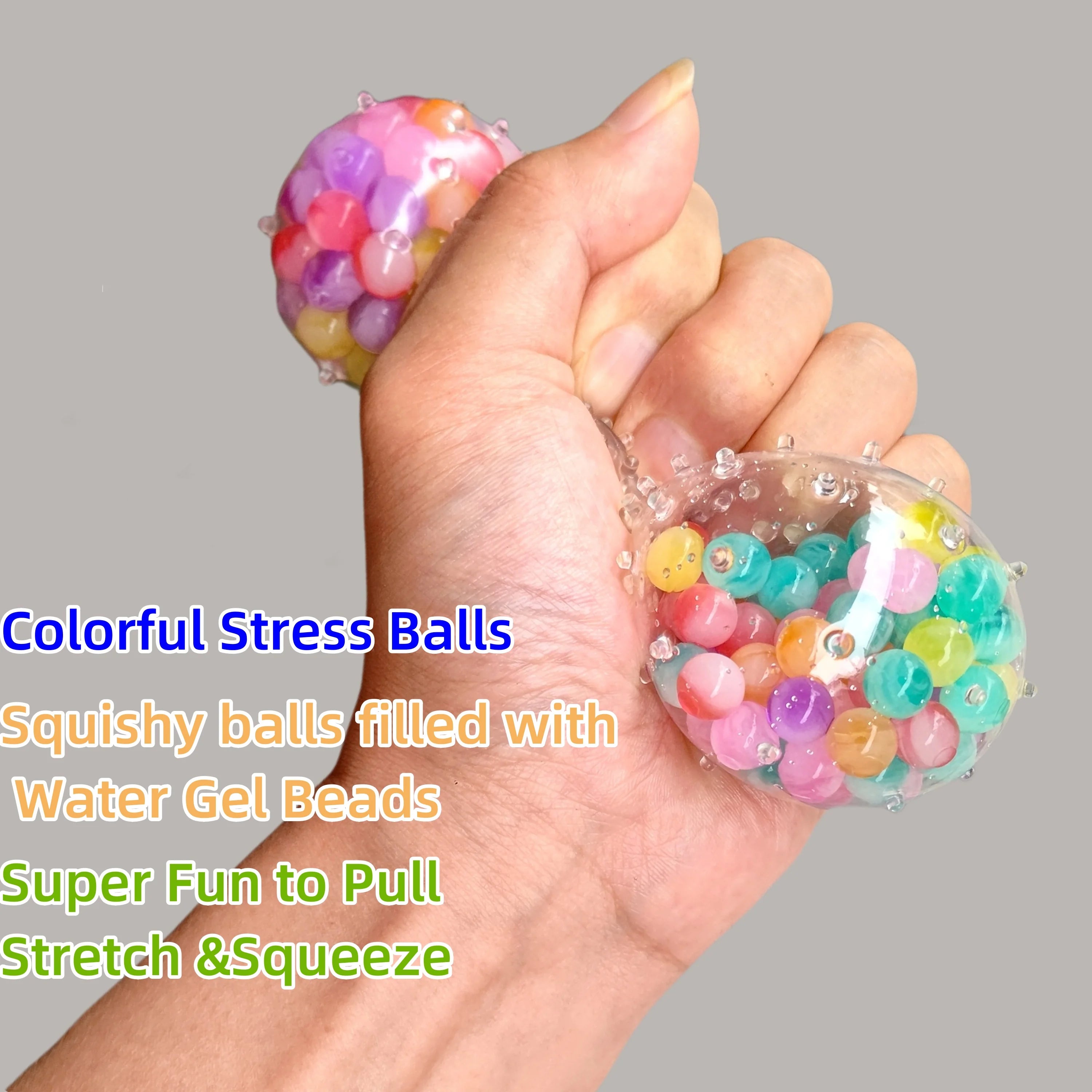 2pcs Squishy Stress Balls Colorful Fidget Toys for Adults, Perfect for Party Favors, Birthday Gifts & Goodie Fillers Decoration Oasis Select