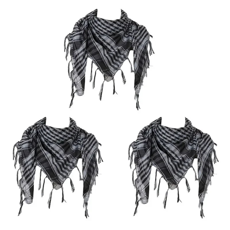 1/2/3Pcs Keffiyeh Tactical Desert Scarf Wrap Shemagh Head Neck Arab Scarf Keffiyeh Scarf Wrap For Men And Women Oasis Select 3pcs-Grey