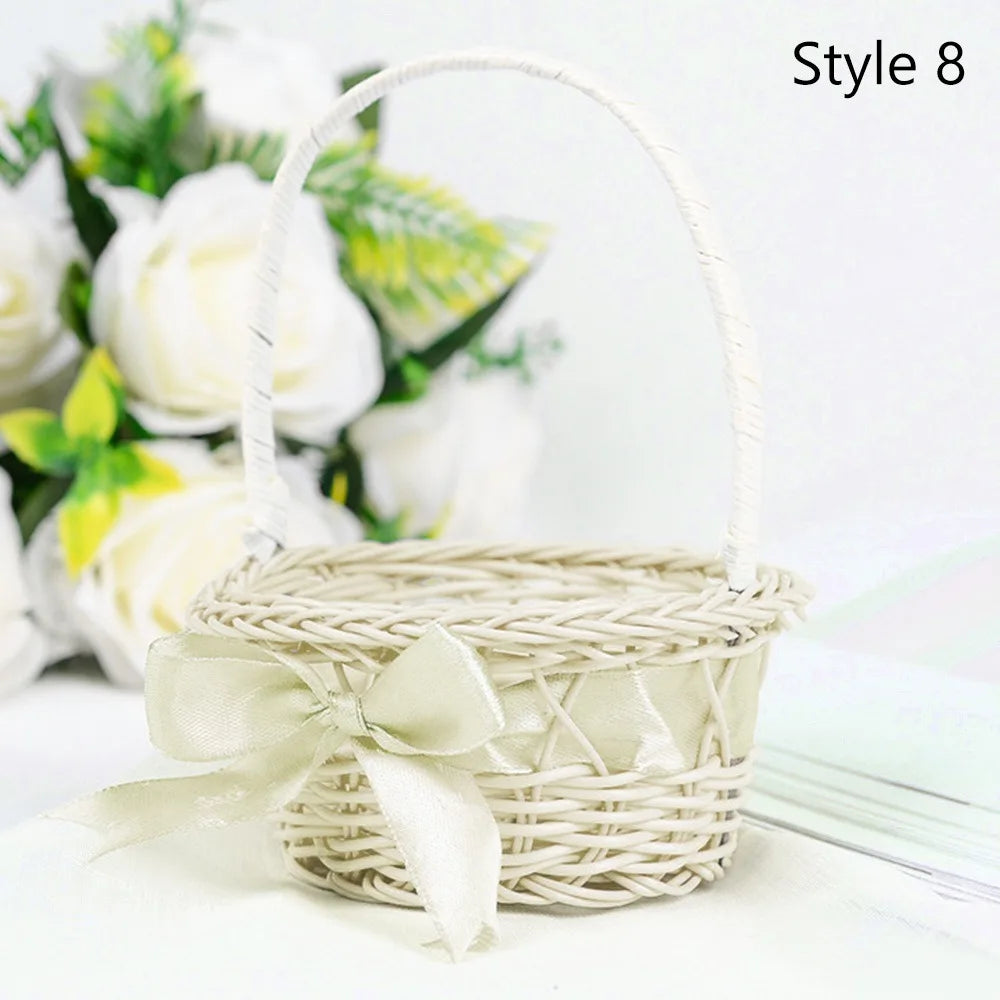 Hand-Woven Rattan Wicker Basket – 8 Colors Handheld Storage