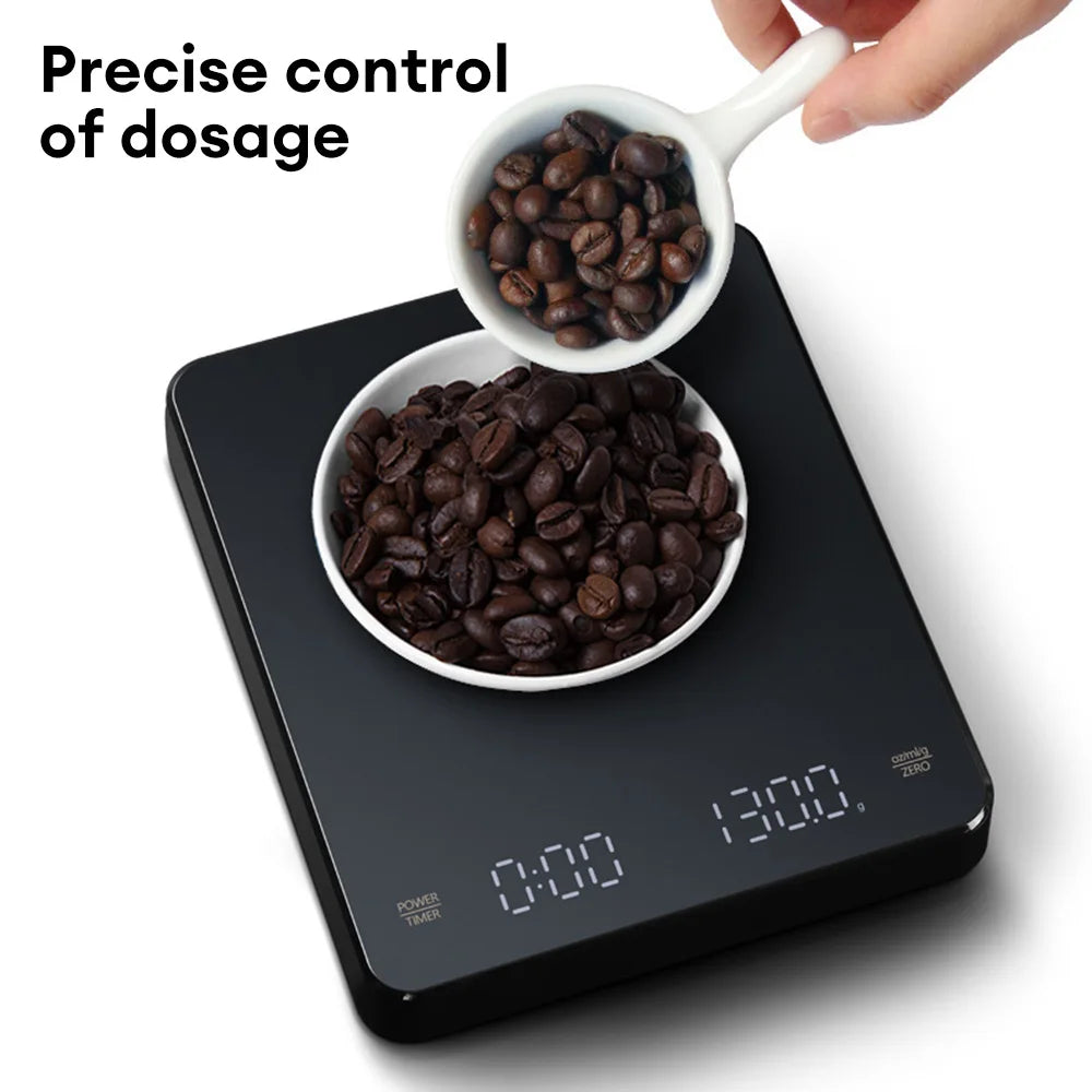Digital Rechargeable Coffee Scale with Timer LED Screen Espresso USB 0.1g to 3kg High Accuracy Measuring Kitchen Scale Oasis Select