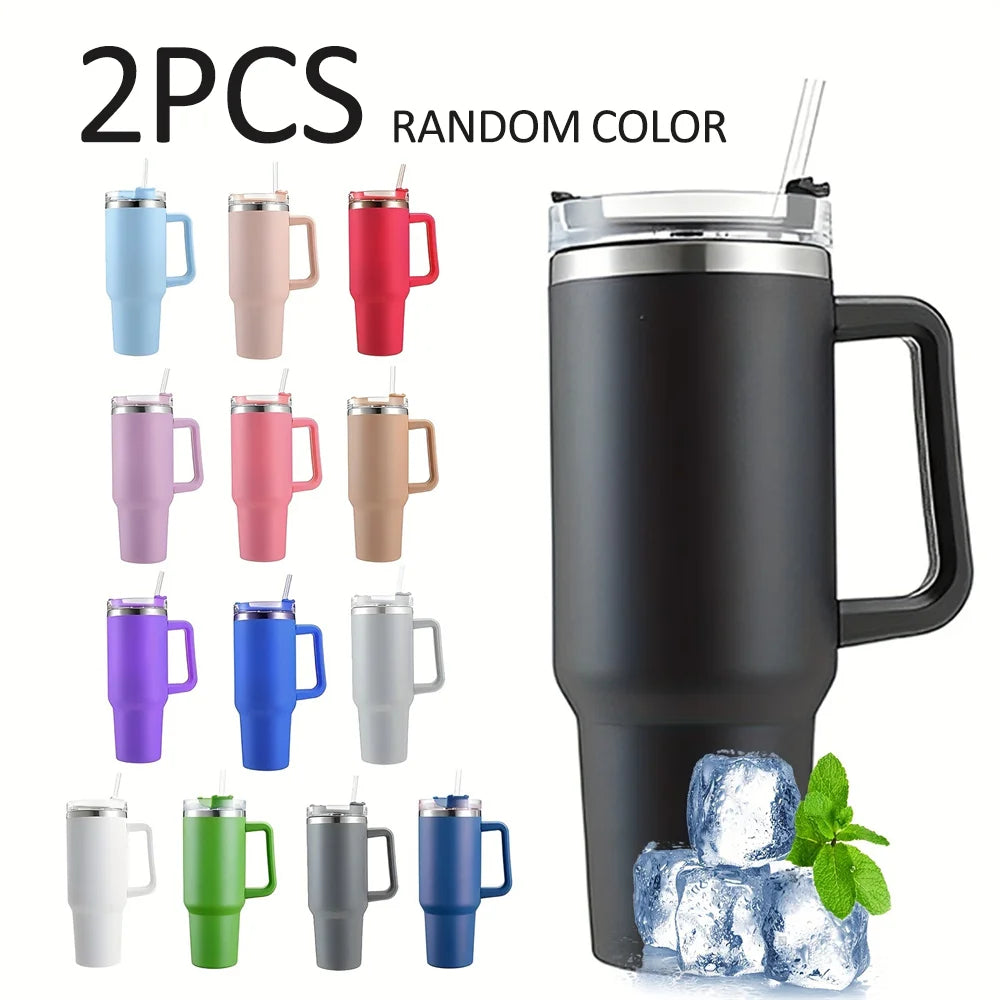 40oz Insulated Stainless Steel Tumbler with Handle & Straw Lid