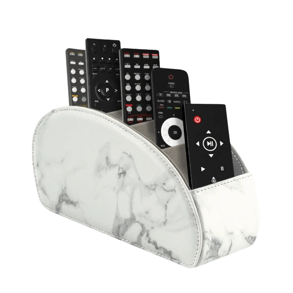 PU Leather Remote Control Holder Modern Universal Desktop Storage Box Cable Management Multi-Device Remote Control Organizer Oasis Select Style-D