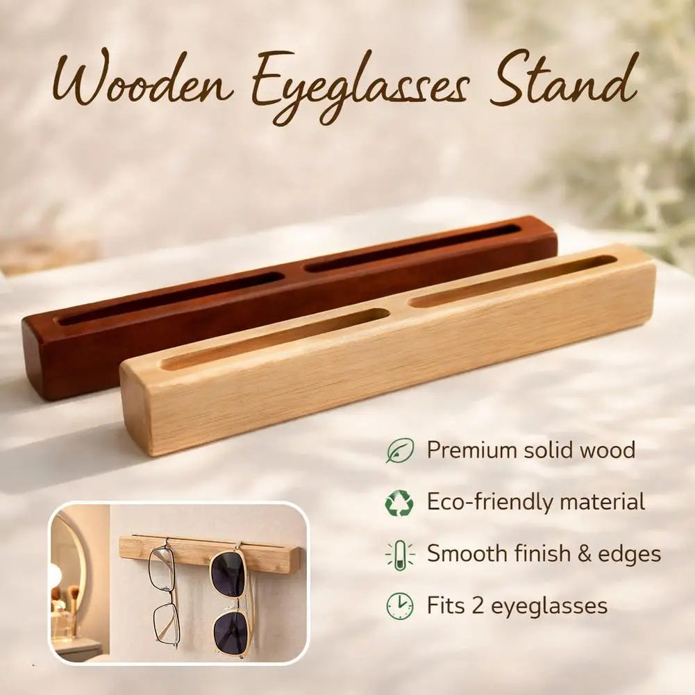 Wall-Mounted Wooden Eyeglasses & Sunglasses Holder Rack