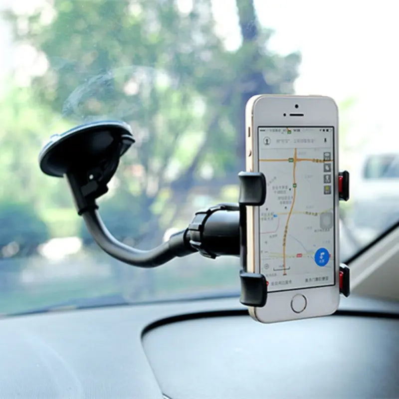 Car Cell Phone Holder Universal 360 Rotating Dashboard Suction Mount GPS Windshield Stands Auto Bendable Support Bracket Device Oasis Select