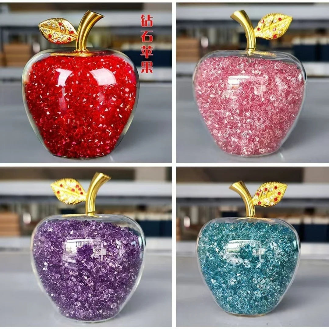 Colorful Crystal Craft Apple Statue Glitter Glass Crystal Home Decor Christmas Eve Ornaments Gift Christmas Eve Ornaments Home Oasis Select
