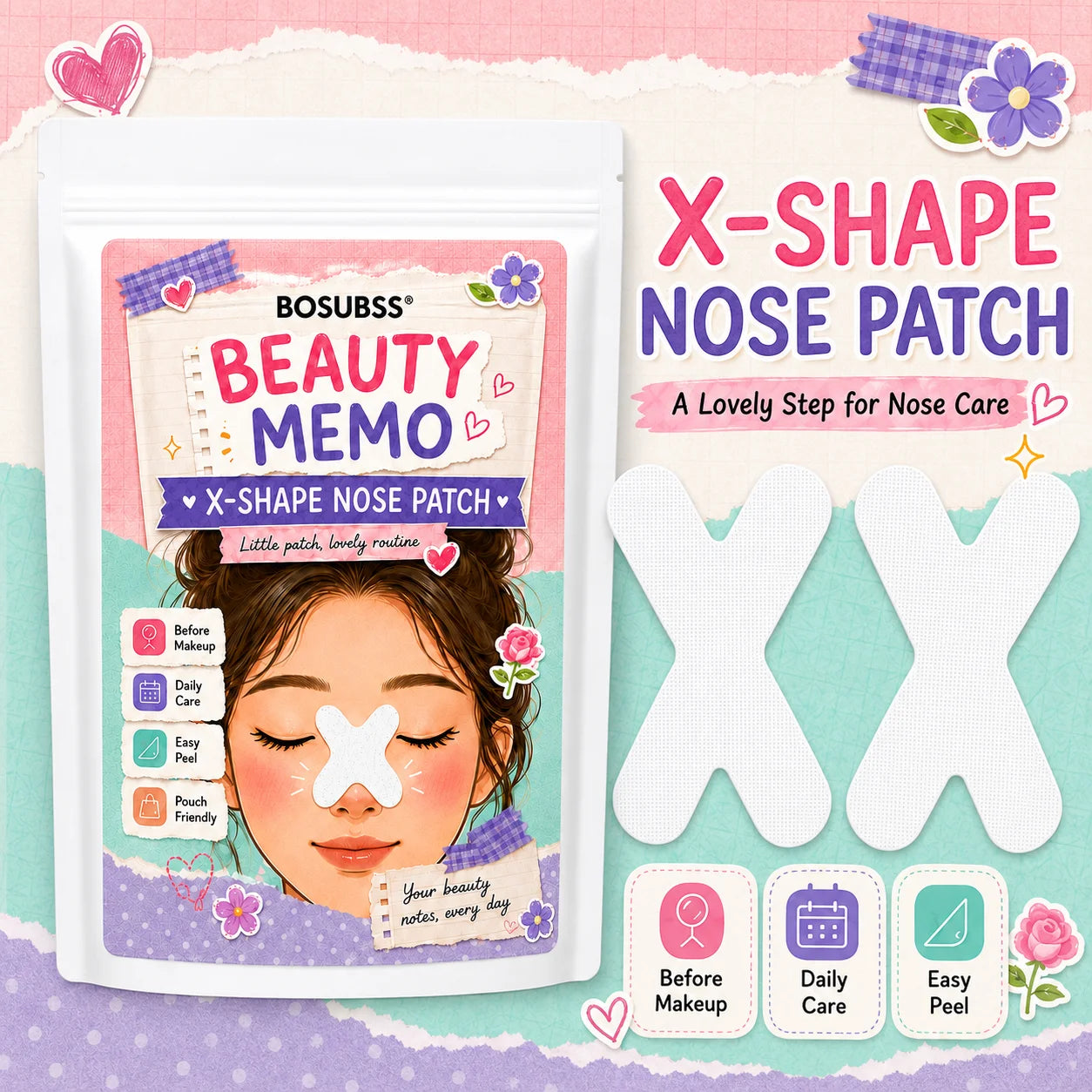X-shaped patches for daily care and pre-makeup, a simple beauty accessory. Oasis Select 30pcs
