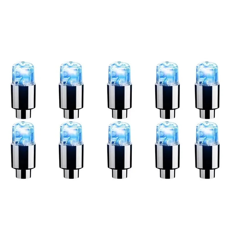 2/8/16Pcs Colorful Car Tire Valve Caps LED Car Motorcycle Cycling Wheel Lantern Spokes Hub Tyre Lamp Wheel Caps Oasis Select 10Pcs Blue