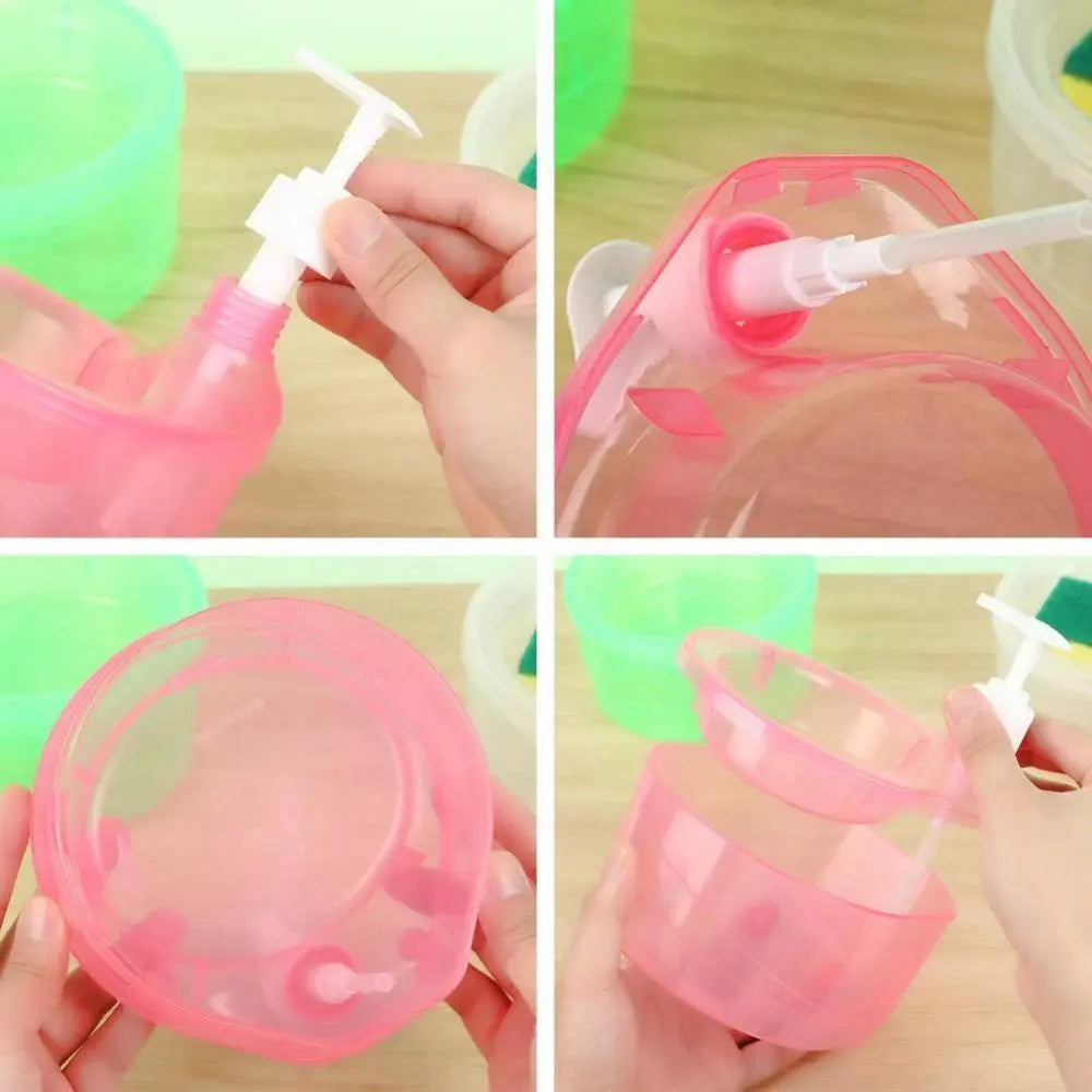 Press-Type Dish Soap Dispenser with Sponge – 1000ml