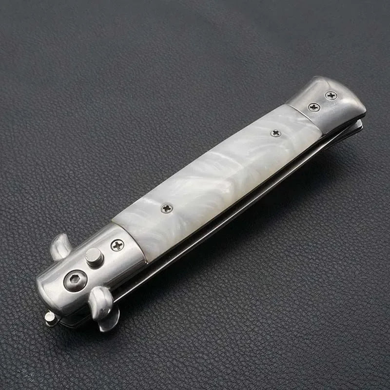 1pcs Stainless Steel Foldable Automatic Combs Knife Brushes Hair Trimmer Comb Brush Accessories Butterfly Mens Pocket Knife Comb Oasis Select WHITE
