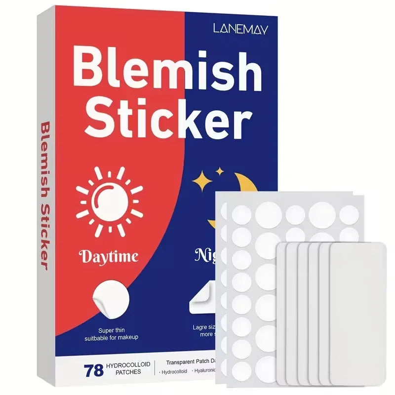 78-Piece Hydrocolloid Pimple Patches – Day & Night, 2 Sizes