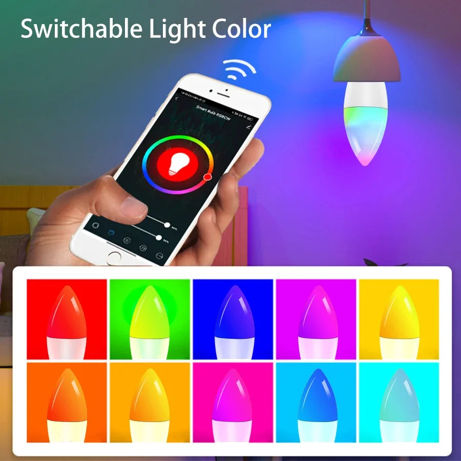 Tuya Smart WiFi LED Bulb E14 Candle Light 220V 9W 7W 5W RGB Dimmable Lamp APP Voice Control Works With Alexa Google Home Decor Oasis Select