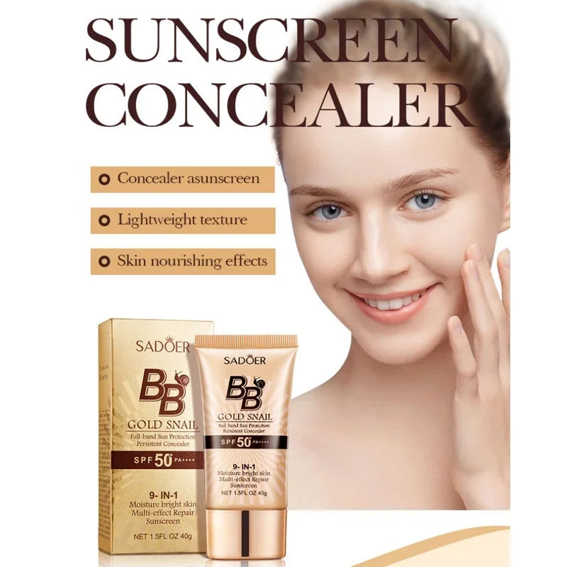 SADOER Gold Snail Oil-Control Matte BB Cream Foundation Concealer Moisturizing Isolation Cream SPF50+PA+++ 40g Oasis Select