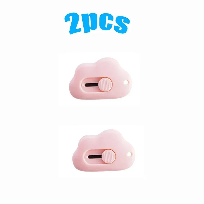 1/2/3pcs Kawaii Mini Cloud Art Utility Knife Express Box Cute Knife Paper Cutter Craft Wrapping Refillable Blade Stationery Oasis Select 2pcs pink