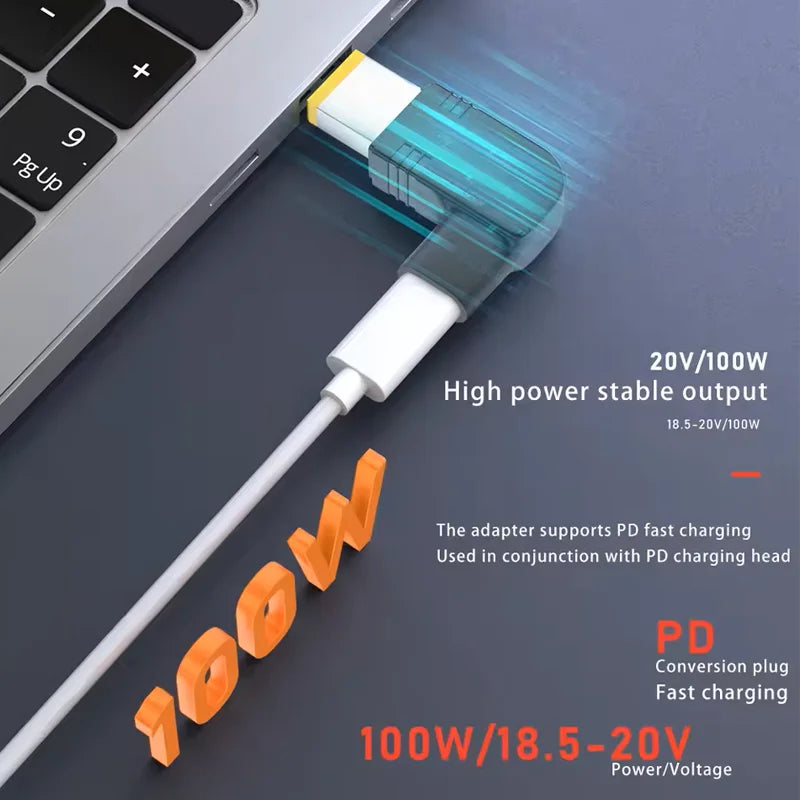 100W USB-C to DC Laptop Charger Adapter – HP Dell Asus Lenovo Laptop Charger Adapter Oasis Select