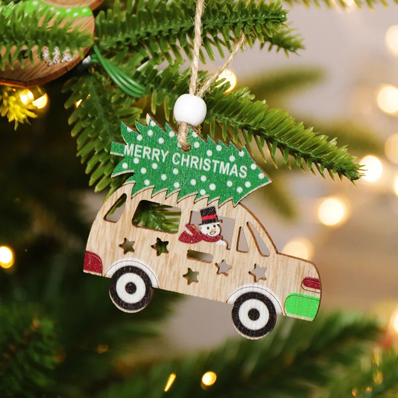 Christmas Decorations Wooden Elderly Snowman Combination Hanging Christmas Tree Pendant Oasis Select