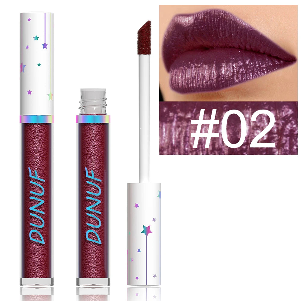 DUNUF 12 Lipstick Pearl Long-lasting Waterproof, non-bleach, non-stick cup lip gloss Oasis Select 02