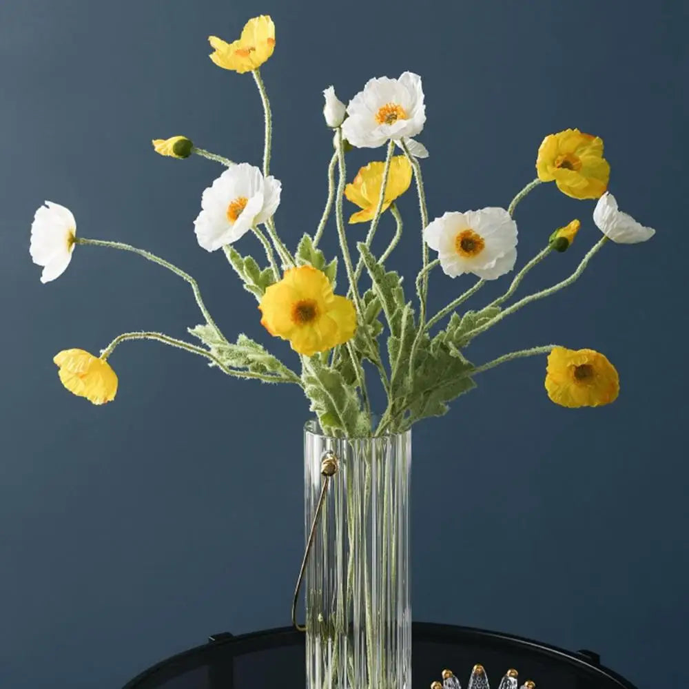 Bridal Real Touch Realistic Gorgeous Flocking Stem Faux Bouquet Silk Plants Fake Poppies Flowers Artificial Papaver Rhoeas Oasis Select