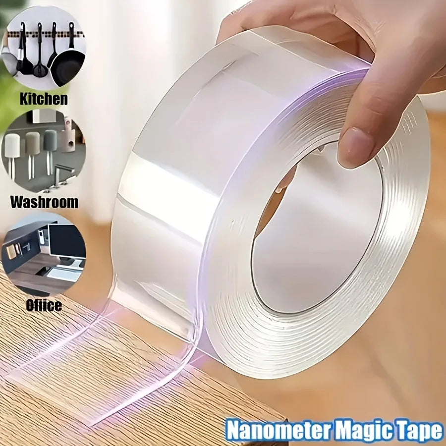 1-10M Double-sided Adhesive Nano Tape 20-50mm Width Reusable No Trace Waterproof Ultra-strong Tape Strip Clear Mounting Tape Oasis Select Clear 2m 1mm|30mm