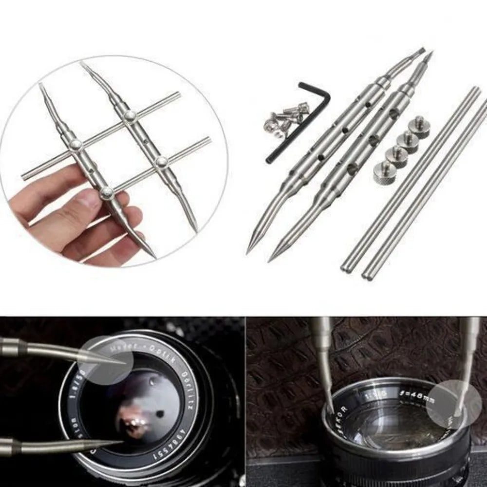 Camera Lens Openning Repairing Tool Kit 10-100mm Lens Repair Set with 3 Tips 6 Screws 2 Hexagon Wrench for DSLR Camera Oasis Select
