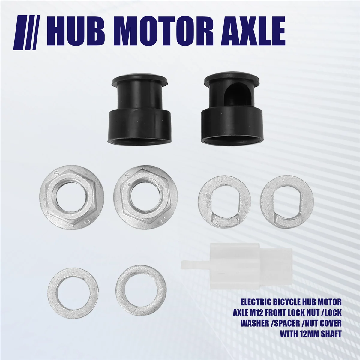 E-Bike Electric Bicycle Hub Motor Axle M12 Front Lock Nut /Lock Washer /Spacer /Nut Cover with 12mm Shaft Oasis Select