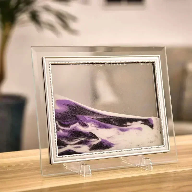 Round Glass Deep Sea Sand Art Picture Dynamic Flowing Sandscape Ornament Creative Quicksand Painting Desktop Decor Craft Oasis Select C