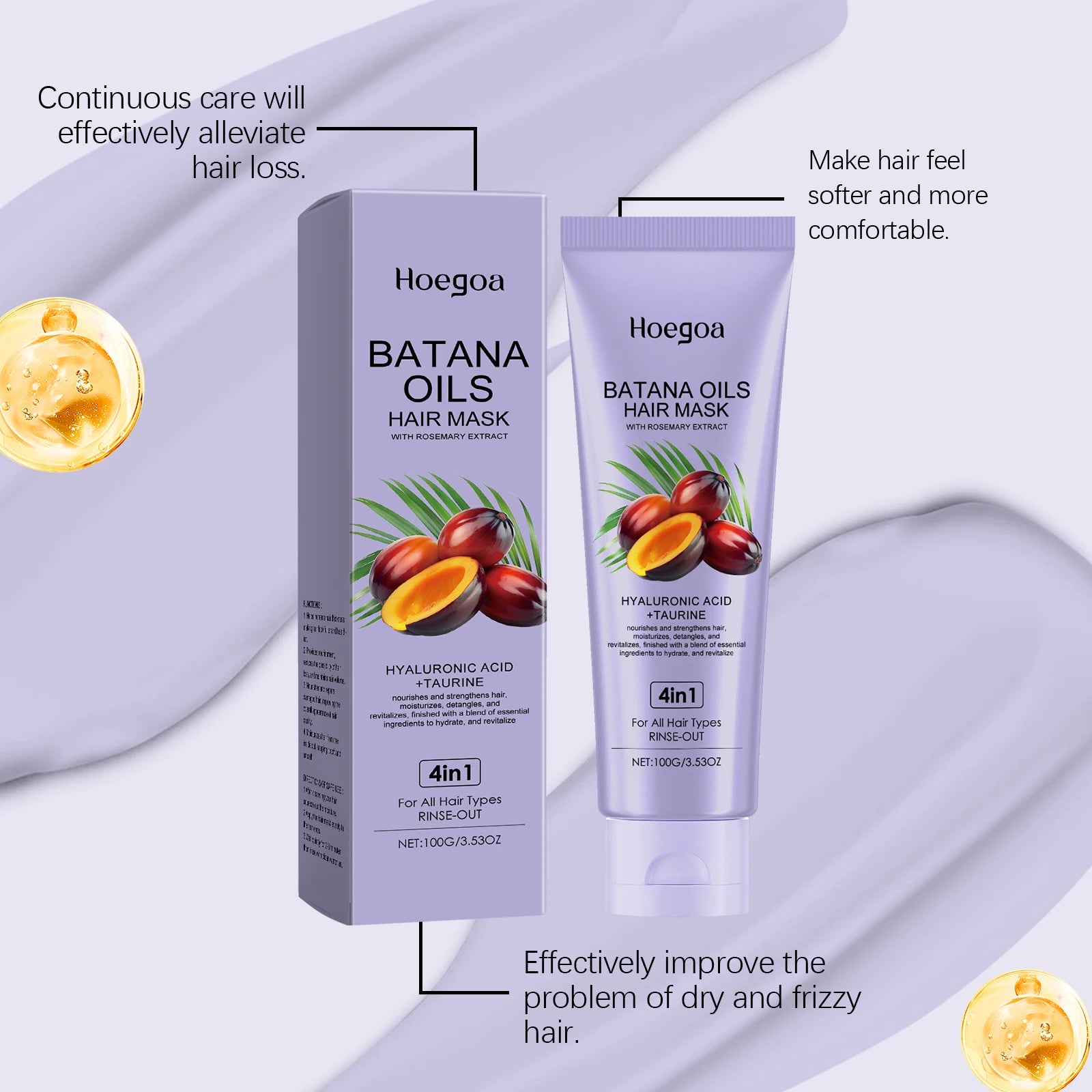 Batana Oil Hair Mask Straightening Hair Anti Loss Deep Nourish Smoothing Repair Damaged Split Hair Growth Dense Hair Conditioner Oasis Select