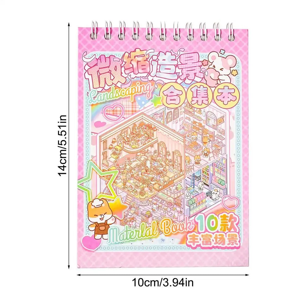 Landscape Sticker Scenes Cartoon Landscape Sticker Book Forest Village DIY 3D Sticker Scene Pocket Birthday Gift For Planner Oasis Select Pink 1PC