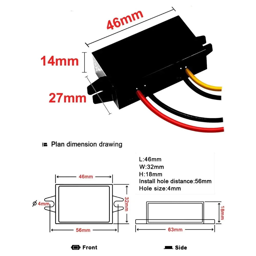 12V 24V 36V 48V 60V 72V to 5V 3A 15W DC DC 11-90V to 5V USB Converter with Type C and micro USB Output Power Adapter Converter Oasis Select