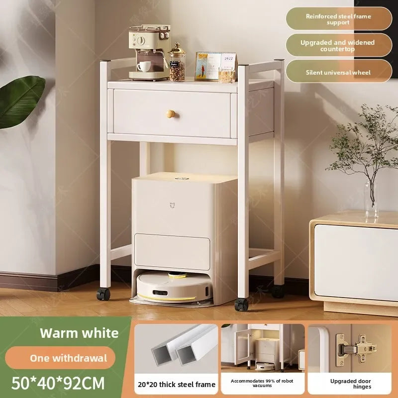 Household Goods Shelf Living Room TV Cabinet Next To Washing Machine Storage Shelf Simple Removable Side Cabinet Oasis Select White-A