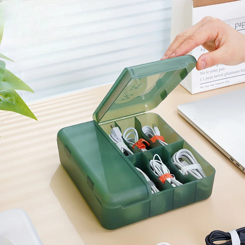 Set of 10 Cable Organizers in Silica, Perfect for Data Line Cable, Earphone and Electrical Wires, Features 3 Slot Cord Winder. Oasis Select