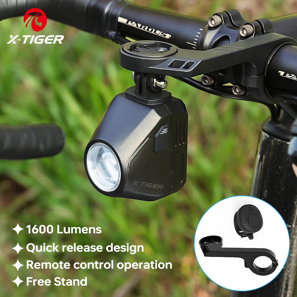 X-TIGER Bike Light 1600 Lumens Super Bright IP66 Waterproof Bicycle Lights Wireless Remote Control MTB Road Bike Front Light Oasis Select
