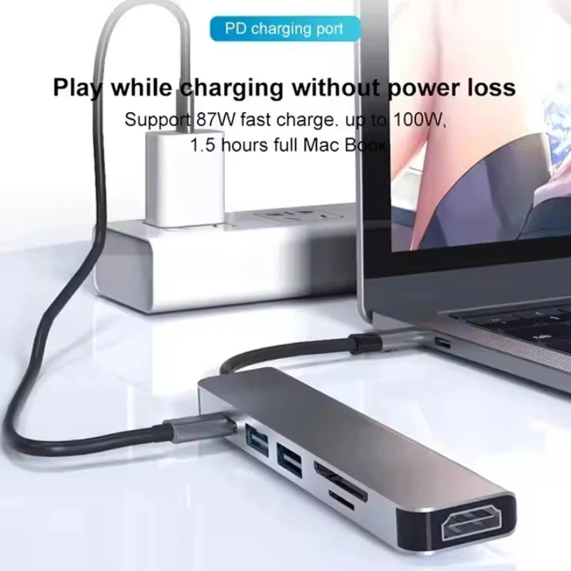 USB 3.0 Type C Adapter Docking Ststion USB 2.0 Port TF SD PD Charging Dock for MacBook iPad Pro Samsung Dex TV Projector Mouse Oasis Select