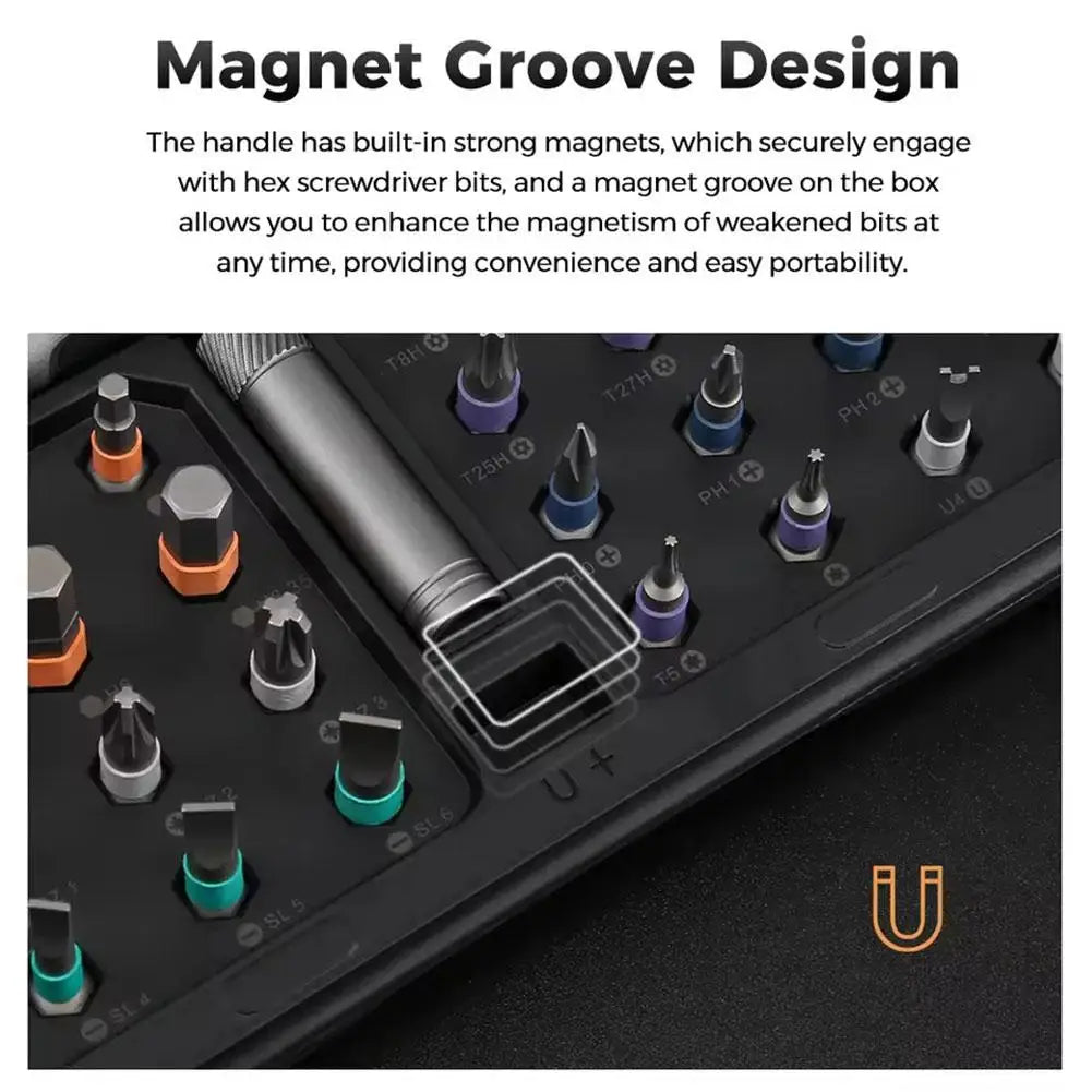 32-in-1 Magnetic Screwdriver Bit Set – Ratchet Driver Kit