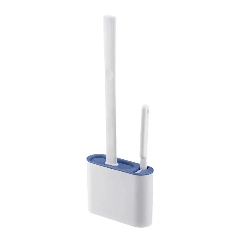 Wall Hanging Toilet Cleaning WC Brush Holder Long Handled Silicone Water Proof Quick Drying Soft Bristles Bathroom Accessories Oasis Select Blue