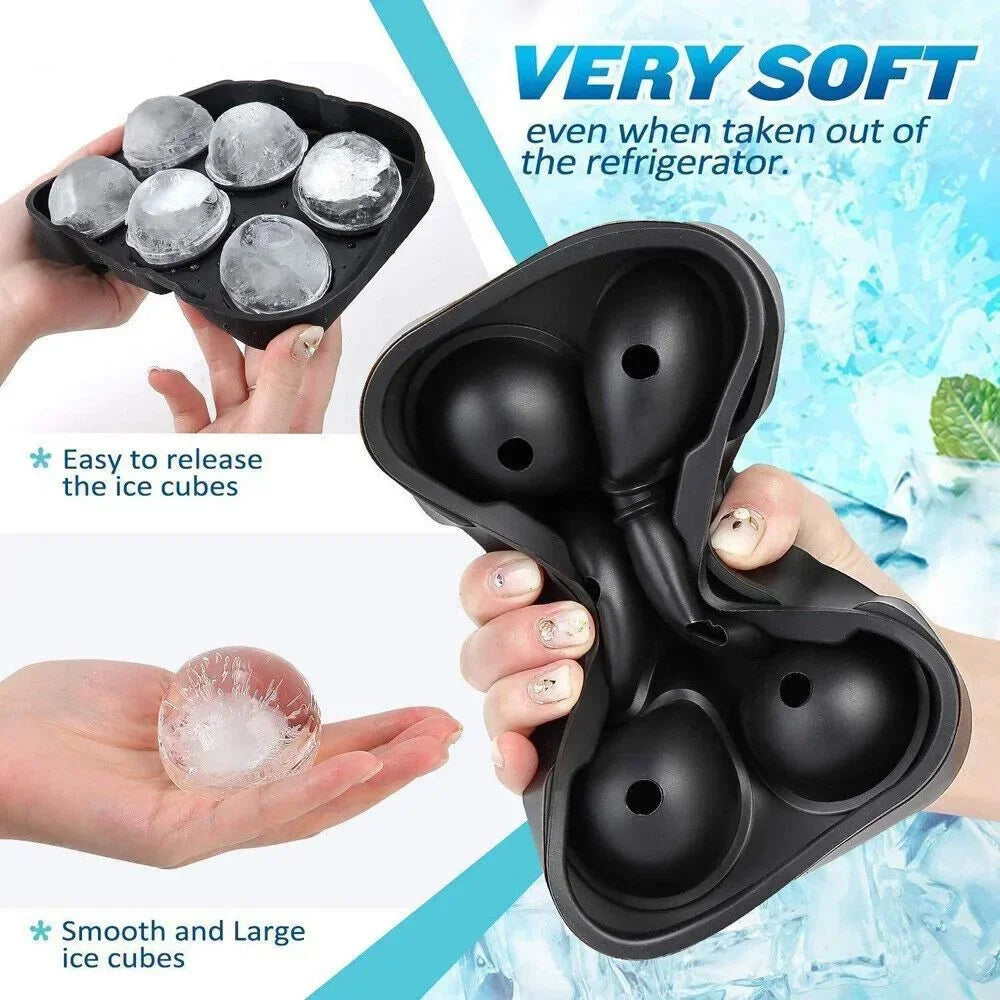 Ice Cube Tray Silicone Ice Ball Freezer Mold Square Ice Cube Maker with Lid 6 Grids for Whiskey Cocktail Coffee Accessories Oasis Select