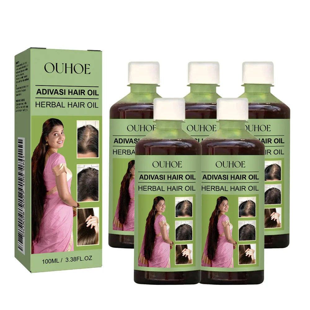 100ml Hair Growth Oil India Adivasi Herbal Hair Care Rosemary Repair Damaged Hydrate Moisturize Scalp Reduce Dandruff Oasis Select 5PCS