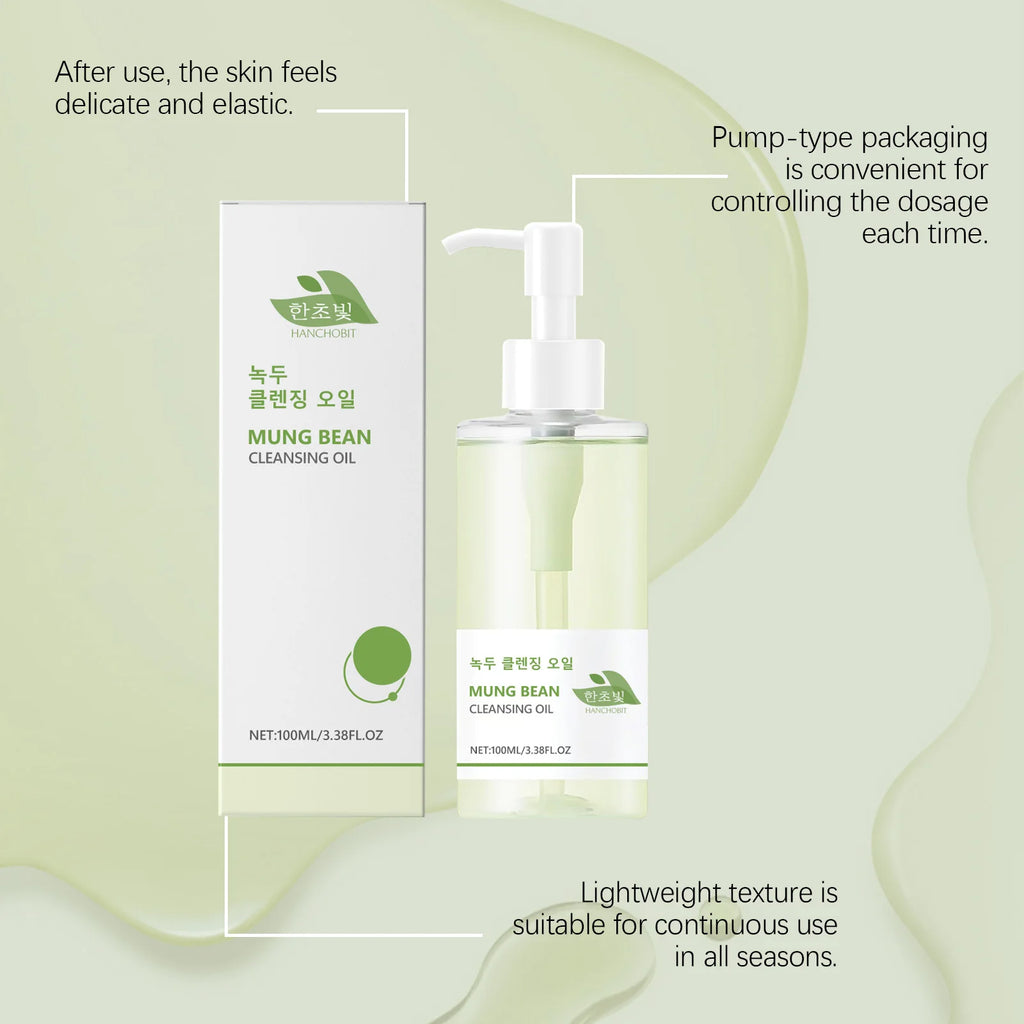 Mung Bean Cleansing Oil: Gentle Cleansing Oil for Dissolving Facial, Eye & Lip Makeup – Non-Greasy & Refreshing Oasis Select
