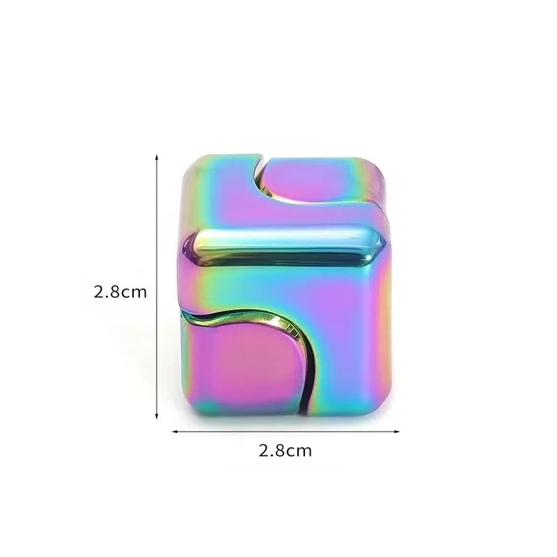 Metal Cube Spinner Fidget Toy Fingertips 3D Puzzle Gyro Gear Sensory Anti Stress Relief Educational Games for Kids Adults Oasis Select Multicolor