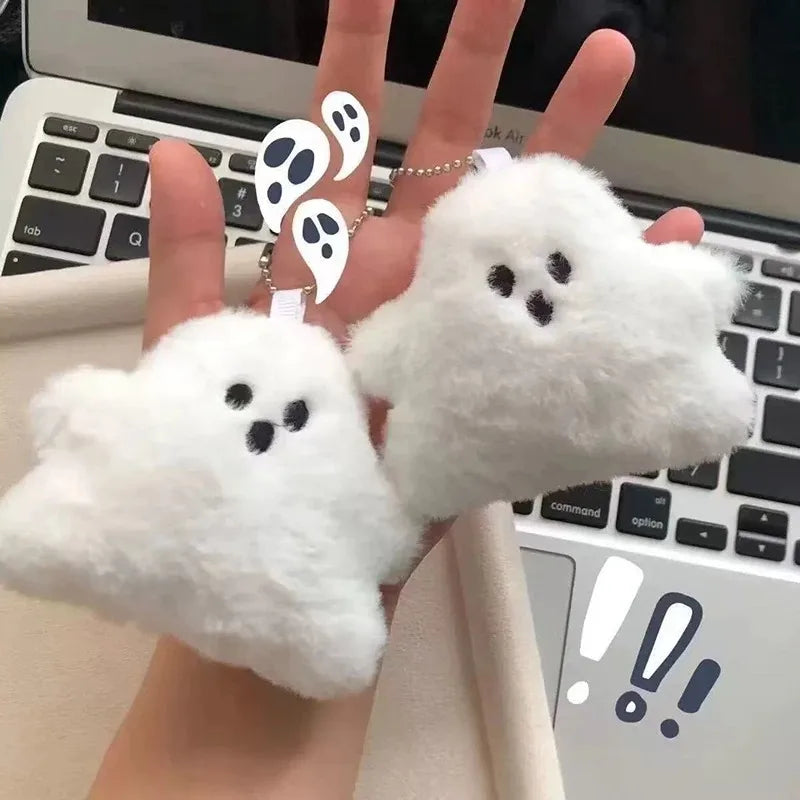 8 white plush keychains - cute fluffy-shaped stuffed dolls, soft mini backpack pendants, suitable as gifts for Halloween parties Oasis Select